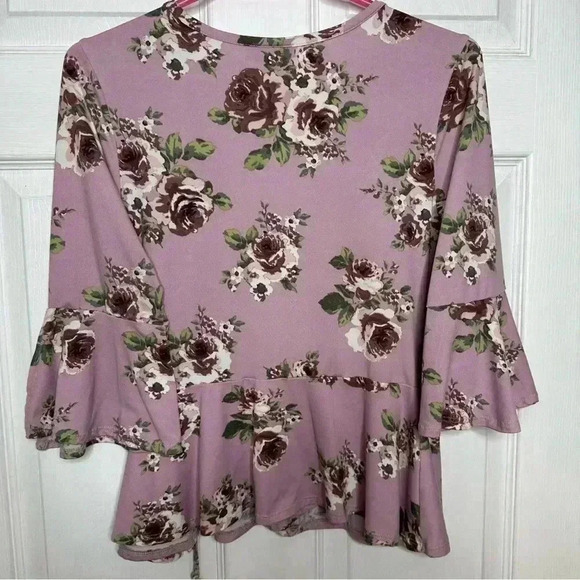 Eclipse Wrap Top  Floral Pink / Mauve Size Medium - Picture 9 of 16